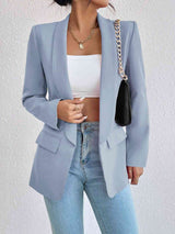 Shawl Collar Long Sleeve Blazer - Queen Energy Boutique
