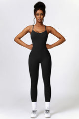Open Back Spaghetti Strap Sports Jumpsuit - Queen Energy Boutique