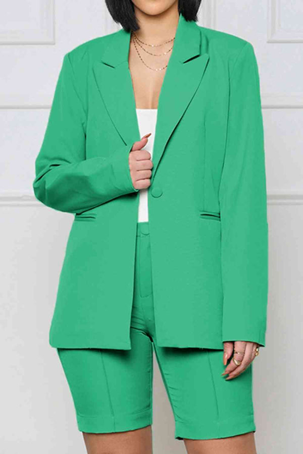 Long Sleeve Blazer and Shorts Set - Queen Energy Boutique
