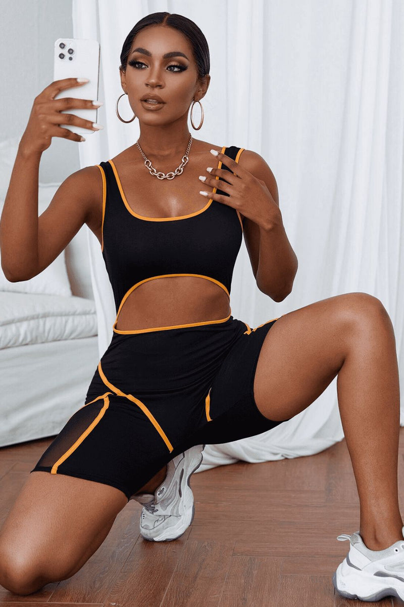 Cutout Grecian Neck Twisted Romper  gap romper womens  rompers for women near me  Halter Neck Sports Romper  women's nike romper  womens nike rompers  activewear apparel  activewear stores near me  women's activewear near me  activeLong Sleeve Sports Top