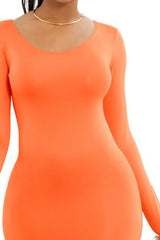Round Neck Long Sleeve Maxi Wrap Dress - Queen Energy Boutique