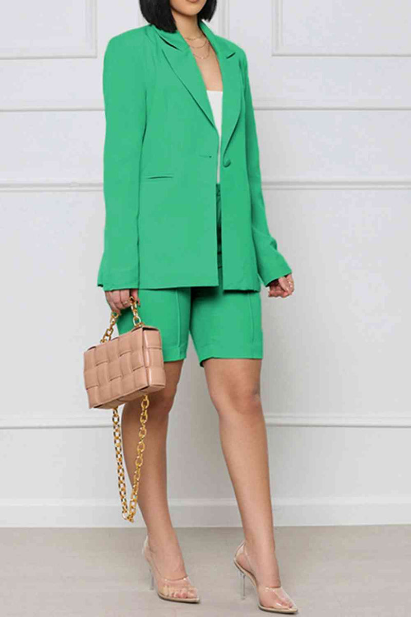 Long Sleeve Blazer and Shorts Set - Queen Energy Boutique